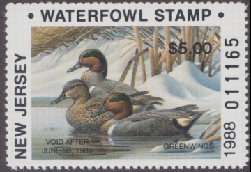 Picture of 1988 New Jersey Duck Stamp NJ10 NR MNH VF