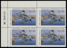 Picture of 1987 North Carolina Duck Stamps. Plate Block of 4