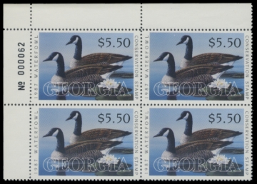 Picture of 1987 Georgia Duck Stamps. Plate Block of 4