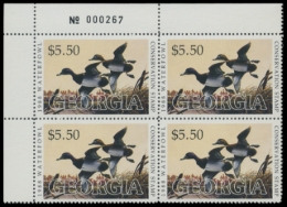 Picture of 1988 Georgia Duck Stamps. Plate Block of 4